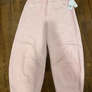 Women's BLANKNYC overdyed denim barrel pant in pink